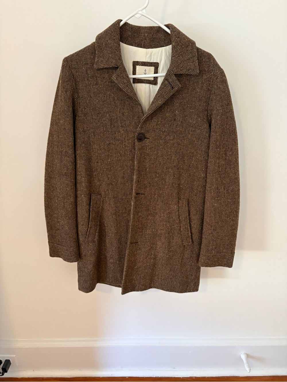 Vintage Brown Pea Coat - Classic Wool Blend